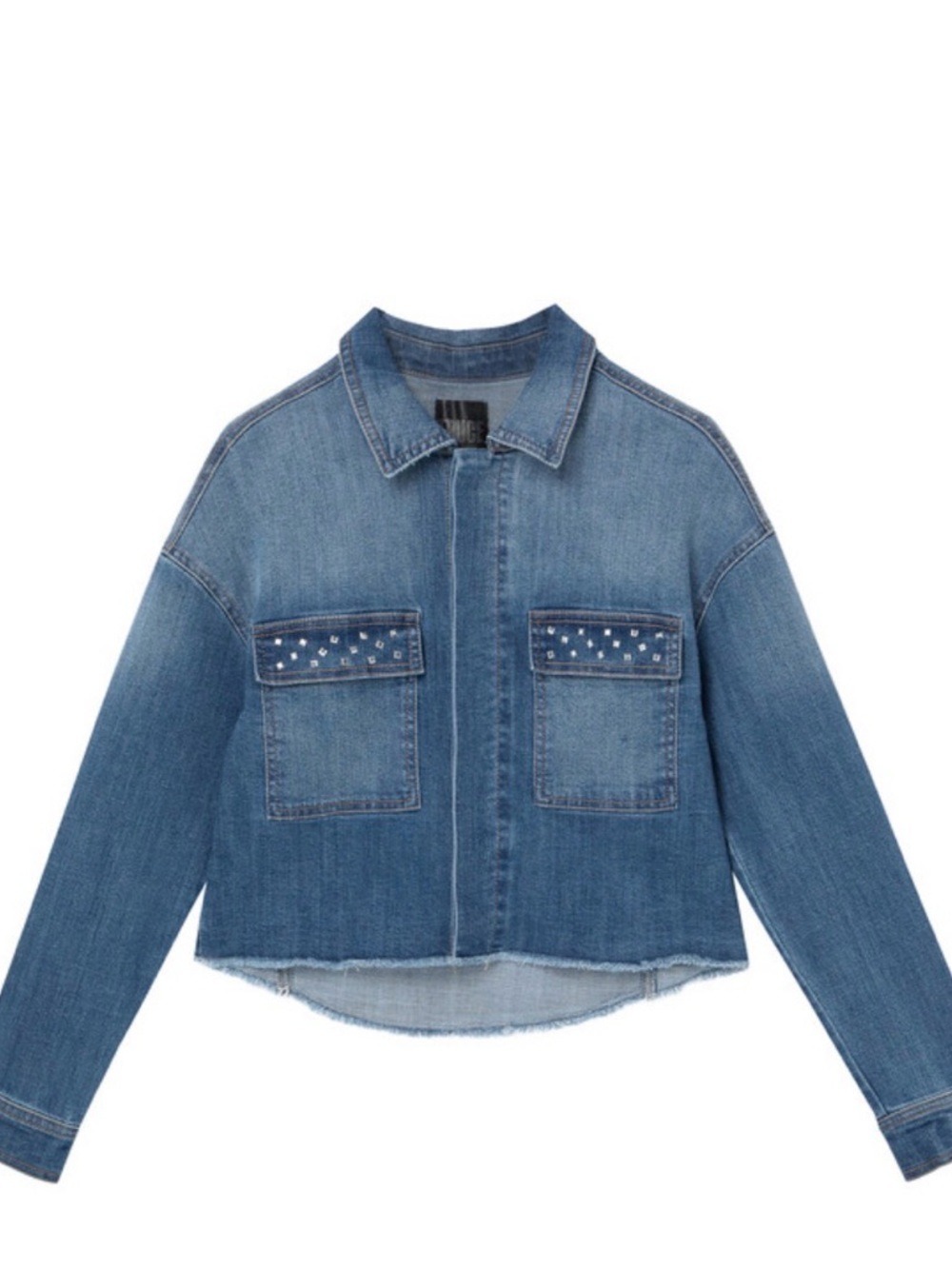 Truce Cropped Denim Jacket with Sequin Back size M